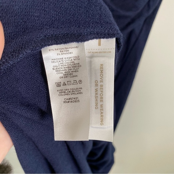 Lou & Gray For LOFT Twist Front T-Shirt Short Sleeve Midi Dress Navy Size Medium - Picture 5 of 6